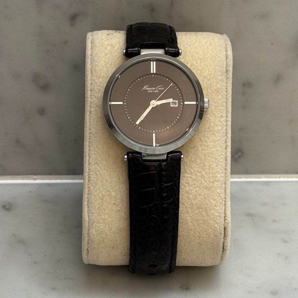 Kenneth Cole Womens Black Leather Strap Watch (KC2593)